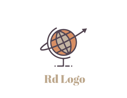 line art globe with arrow on swoosh