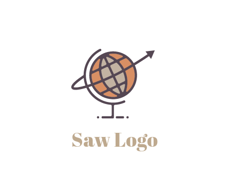 line art globe with arrow on swoosh