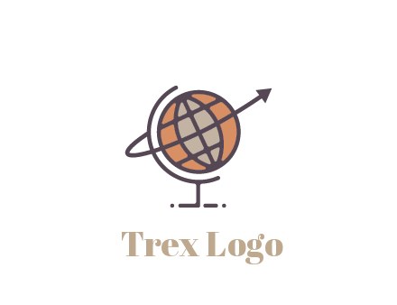 line art globe with arrow on swoosh