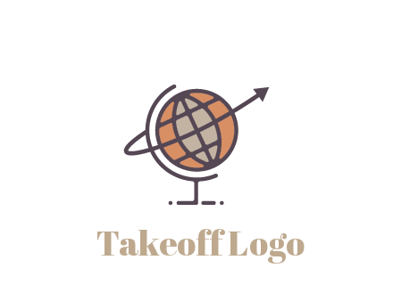 line art globe with arrow on swoosh