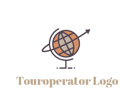 line art globe with arrow on swoosh