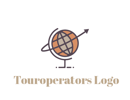line art globe with arrow on swoosh