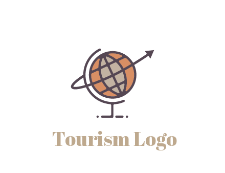 line art globe with arrow on swoosh
