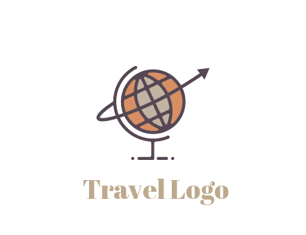 line art globe with arrow on swoosh