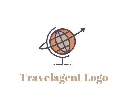 line art globe with arrow on swoosh