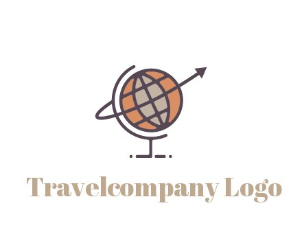 line art globe with arrow on swoosh