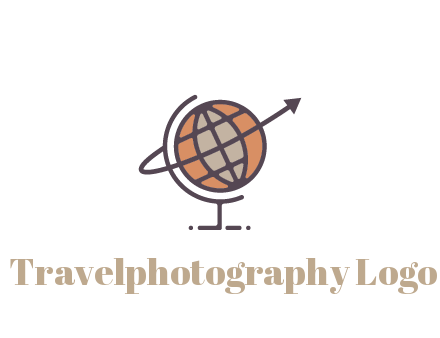 line art globe with arrow on swoosh