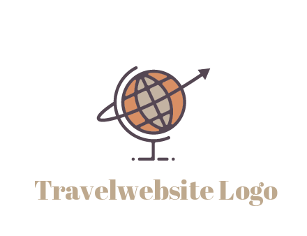 line art globe with arrow on swoosh