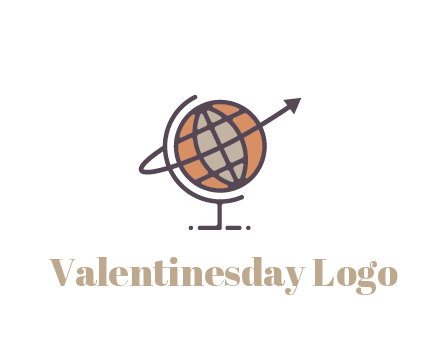 line art globe with arrow on swoosh
