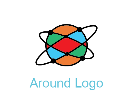 colorful circle with atomic lines