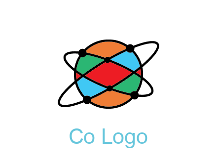 colorful circle with atomic lines