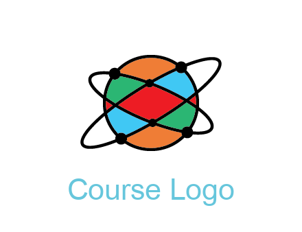 colorful circle with atomic lines