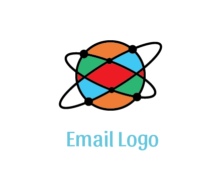 colorful circle with atomic lines