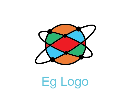 colorful circle with atomic lines