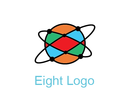 colorful circle with atomic lines