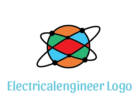 colorful circle with atomic lines