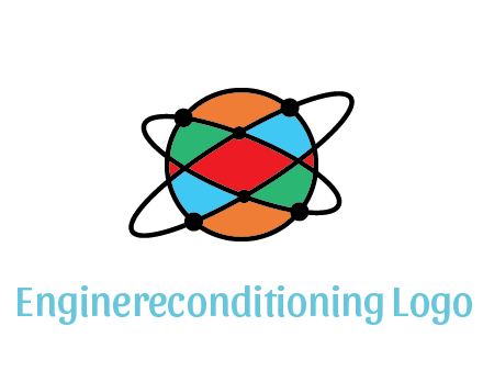 colorful circle with atomic lines
