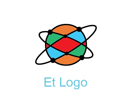 colorful circle with atomic lines
