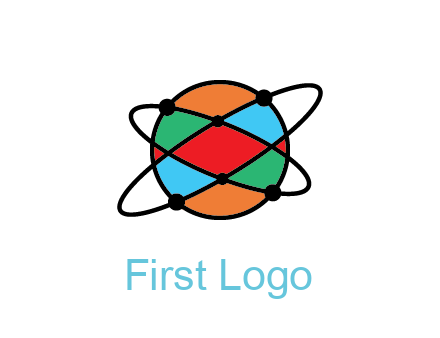 colorful circle with atomic lines