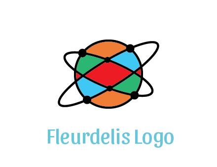 colorful circle with atomic lines