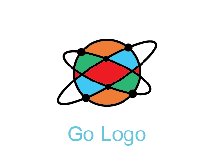 colorful circle with atomic lines