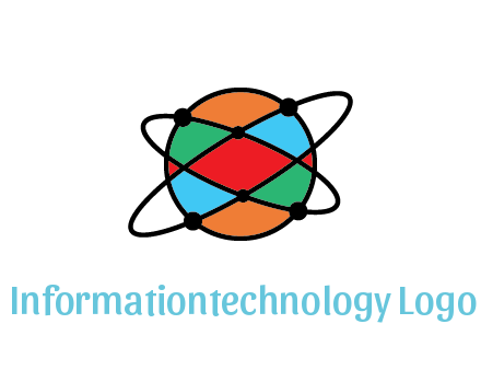 colorful circle with atomic lines