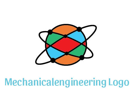 colorful circle with atomic lines