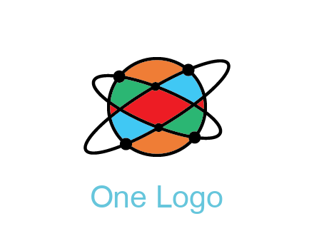 colorful circle with atomic lines
