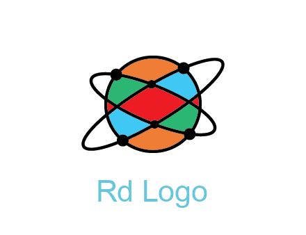 colorful circle with atomic lines