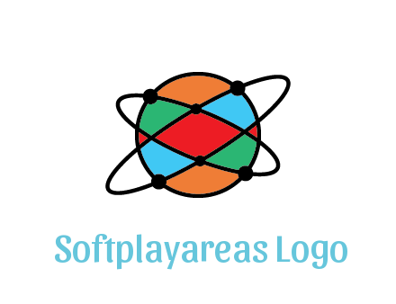 colorful circle with atomic lines