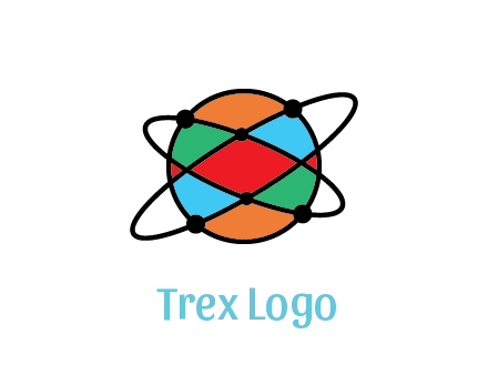 colorful circle with atomic lines