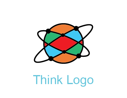 colorful circle with atomic lines