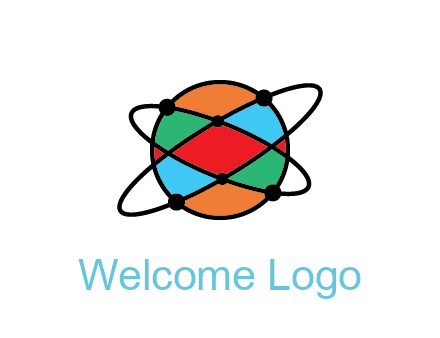 colorful circle with atomic lines