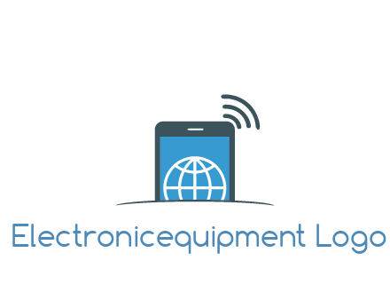 digital globe in mobile phone with signals 