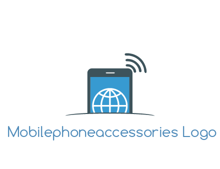 digital globe in mobile phone with signals 