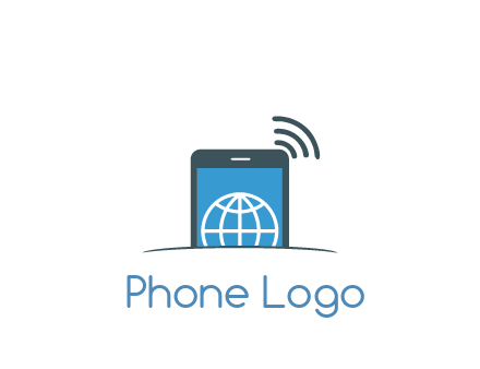 digital globe in mobile phone with signals 