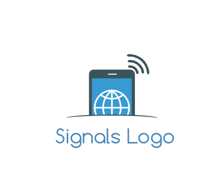 digital globe in mobile phone with signals 