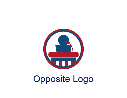 people icon behind podium in circle