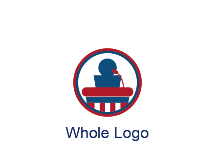 people icon behind podium in circle