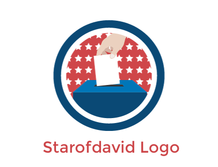stars behind hand putting vote in ballot box in circle