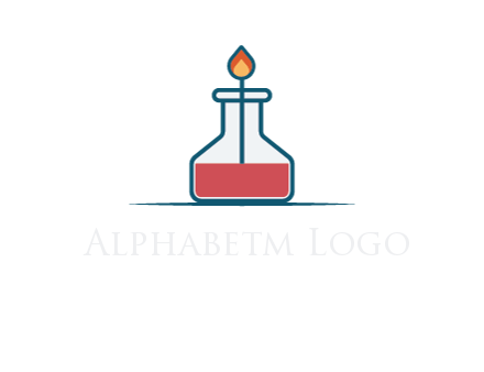 fire in flask with liquid