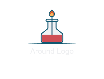 fire in flask with liquid
