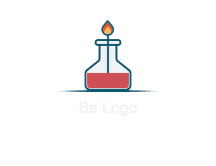 fire in flask with liquid