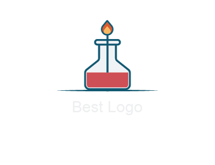 fire in flask with liquid