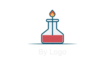 fire in flask with liquid