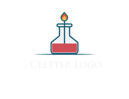 fire in flask with liquid