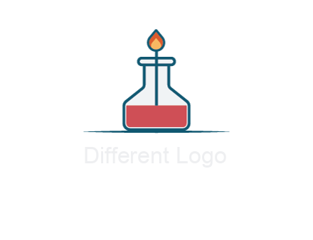 fire in flask with liquid