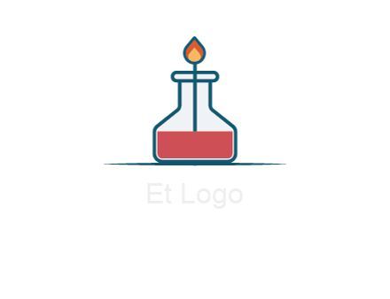 fire in flask with liquid