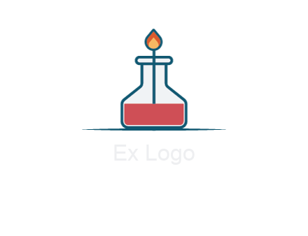 fire in flask with liquid
