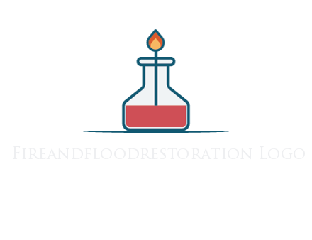 fire in flask with liquid